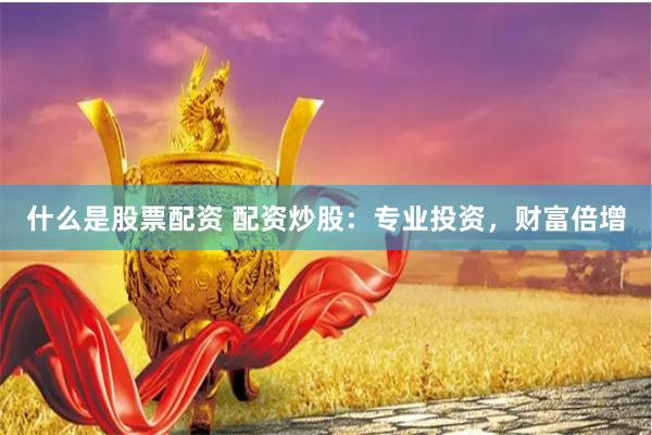 什么是股票配资 配资炒股：专业投资，财富倍增